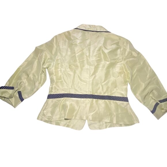 Betu Lime Green Silk Shirt Polka Dot Accents Size 12 Party Celebration *READ* - Picture 3 of 7